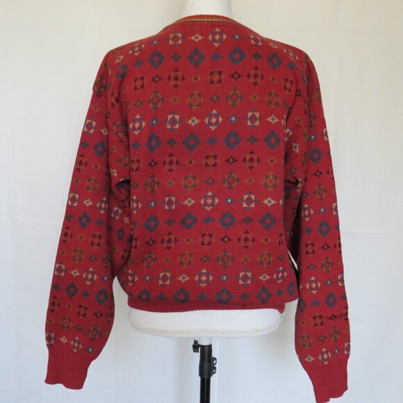 Mark Shale Geometric Pattern Ribbed Hem Long Sleeves Vintage Men’s Sweater L - Picture 6 of 7